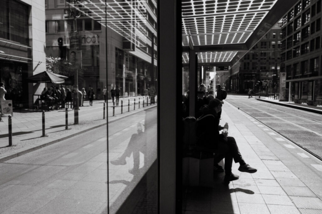 Black and white photo street photography Friedrichstrasse Berlin