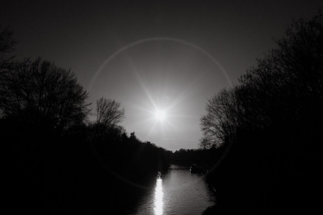 Black and white photo street photography sunset river