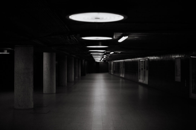 Black and white photo street photography Berlin train station